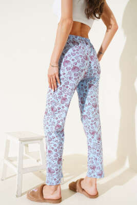 Kalp Motifli Pijama Altı Mavi - Kadın Pijama Takımı