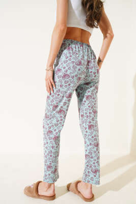 Kalp Motifli Pijama Altı Mint - Pijama & Gecelik
