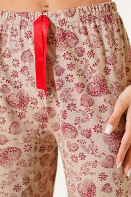 Kalp Motifli Pijama Altı Taba - Kadın Pijama Takımı