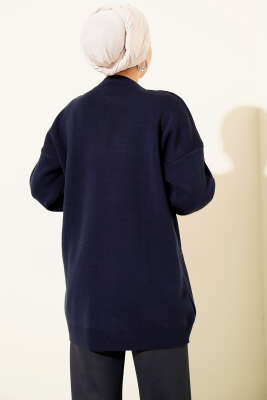 Kalp Nakışlı Triko Kazak Lacivert - Yılın Fırsatı