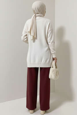 Kalp Nakışlı Triko Kazak Taş - Yılın Fırsatı