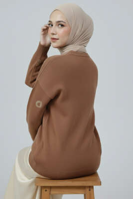 Kalp Nakışlı Triko Kazak Vizon - Yılın Fırsatı