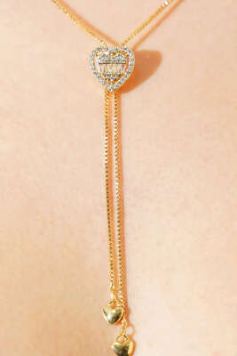 Kalp Taşlı Kolye Gold - Günün Seçilenleri