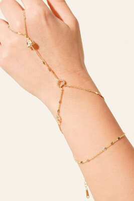 Kalp Taşlı Şahmeran Bileklik Gold - Bileklik