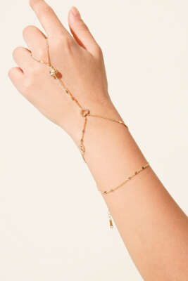 Kalp Taşlı Şahmeran Bileklik Gold - KONYALI BİJUTERİ