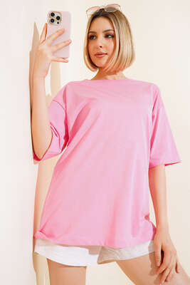 Kalp Taşlı T-shirt Pembe - Kadın Giyim Modelleri