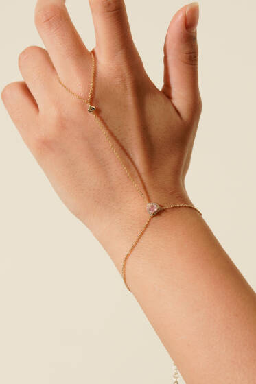 Kalp Zincirli Şahmeran Gold - Bileklik