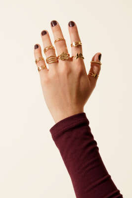 Kalpli Kelebekli 10'lü Yüzük Seti Asorti 1 - DEMİR BİJUTERİ