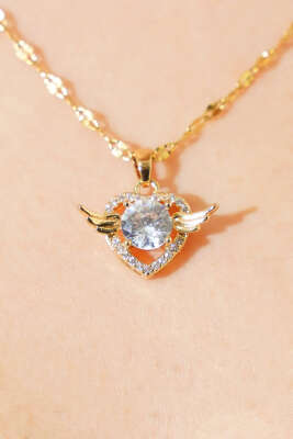 Kalpli Melek Kolye Gold - Günün Seçilenleri