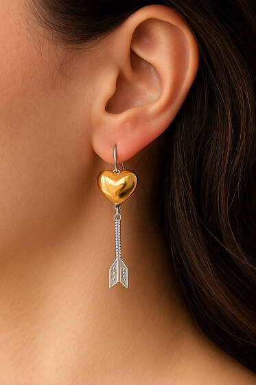 Kalpli Oklu Küpe Gold - Küpe