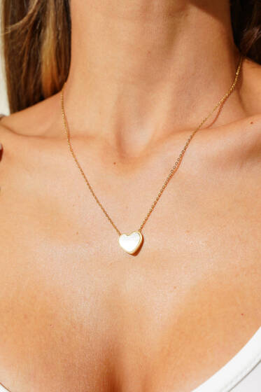 Kalpli Sedefli Kolye Gold - Kolye