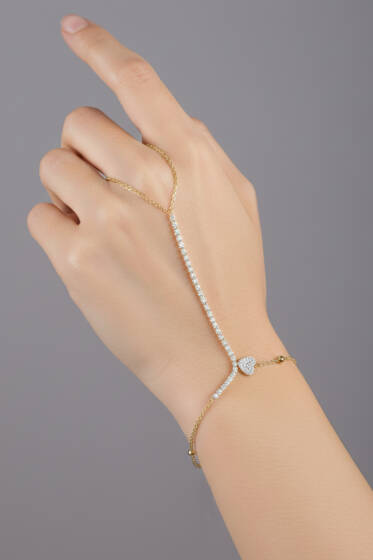 Kalpli Taşlı Şahmeran Bileklik Gold - Bileklik