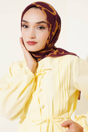 Kamuflaj Desen Bambu Eşarp Bordo - Başörtüsü