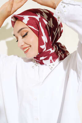 Kamuflaj Desen Bambu Eşarp Kiremit - MODA KAŞMİR