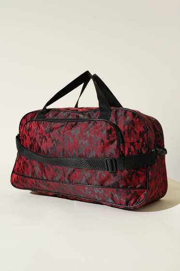 Kamuflaj Desen Seyahat Çantası Bordo - Kol Çantası