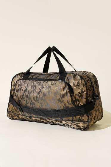 Kamuflaj Desen Seyahat Çantası Camel - Kol Çantası