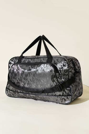 Kamuflaj Desen Seyahat Çantası Füme - Kol Çantası