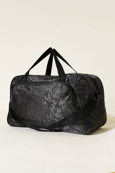 Kamuflaj Desen Seyahat Çantası Siyah - Kol Çantası
