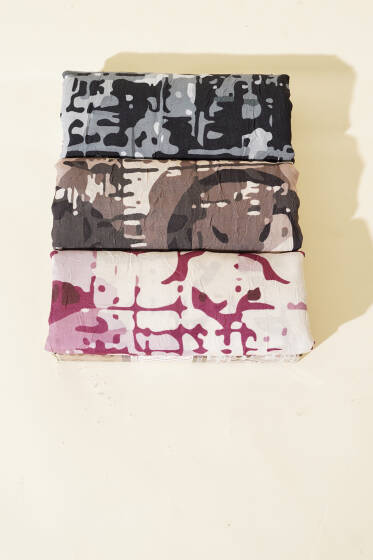 Kamuflaj Desenli 3'lü Bambu Kraş Şal Seti Asorti 2 - Desenli Şal Seti