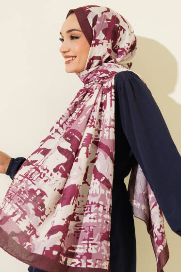 Kamuflaj Desenli Bambu Kraş Şal Acı Kahve -01 - Başörtüsü
