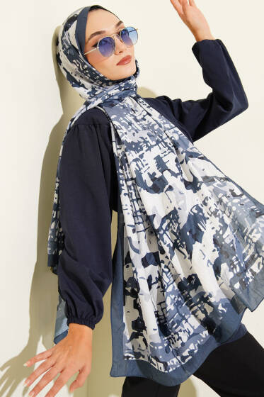 Kamuflaj Desenli Bambu Kraş Şal Kayrak Grisi -03 - Başörtüsü