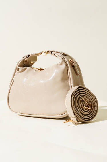 Kanca Askılı Çanta Bej - Kol Çantası