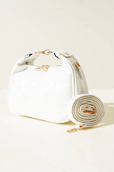 Kanca Askılı Çanta Beyaz - Kol Çantası