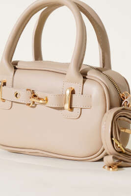 Kanca Kemer Detaylı Mini Çanta Bej - Kol Çantası