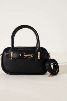 Kanca Kemer Detaylı Mini Çanta Siyah - Kol Çantası