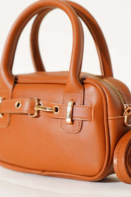 Kanca Kemer Detaylı Mini Çanta Taba - Kol Çantası