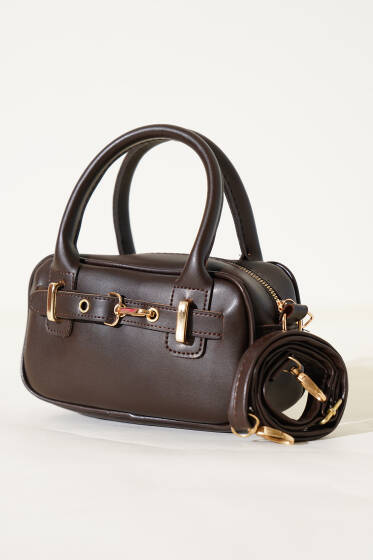 Kanca Kemerli Mini Çanta Kahve - Kol Çantası