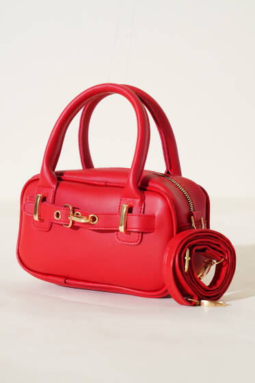 Kanca Kemerli Mini Çanta Kırmızı - Kol Çantası
