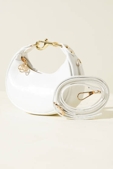 Kancalı Mini Çanta Beyaz - Kol Çantası