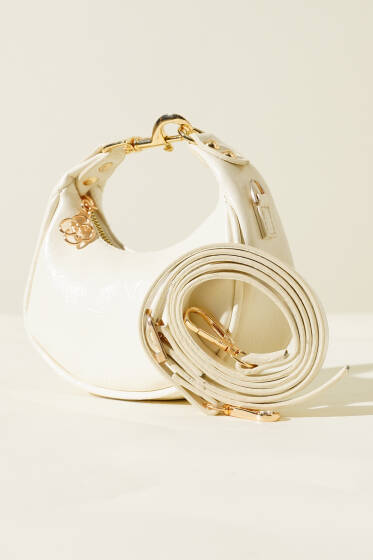 Kancalı Mini Çanta Krem - Kol Çantası