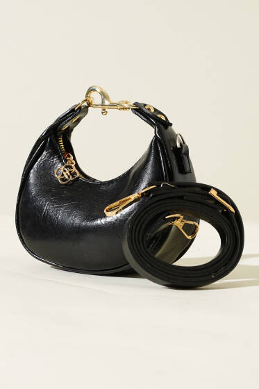 Kancalı Mini Çanta Siyah - Kol Çantası