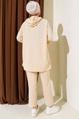 Kanguru Cepli Fermuarlı İkili Takım Bej - İkili Takım