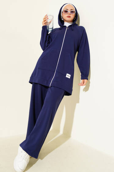 Kanguru Cepli Kapüşonlu İkili Takım Lacivert - İkili Takım