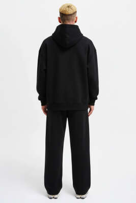 Kanguru Cepli Kapüşonlu Pamuklu Erkek Sweatshirt Siyah - Erkek Sweatshirt