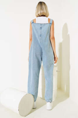 Kanguru Cepli Kot Salopet Açık Mavi - Kadın Giyim Modelleri