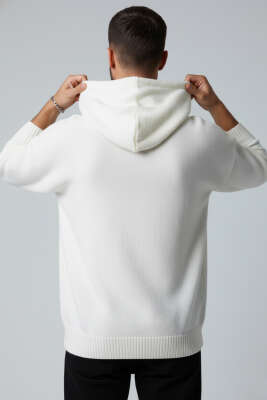 Kanguru Cepli Triko Erkek Sweatshirt Ekru - Erkek Sweatshirt