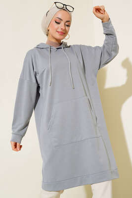 Kanguru Cepli Tunik Gri - 300-500 TL Ürünler