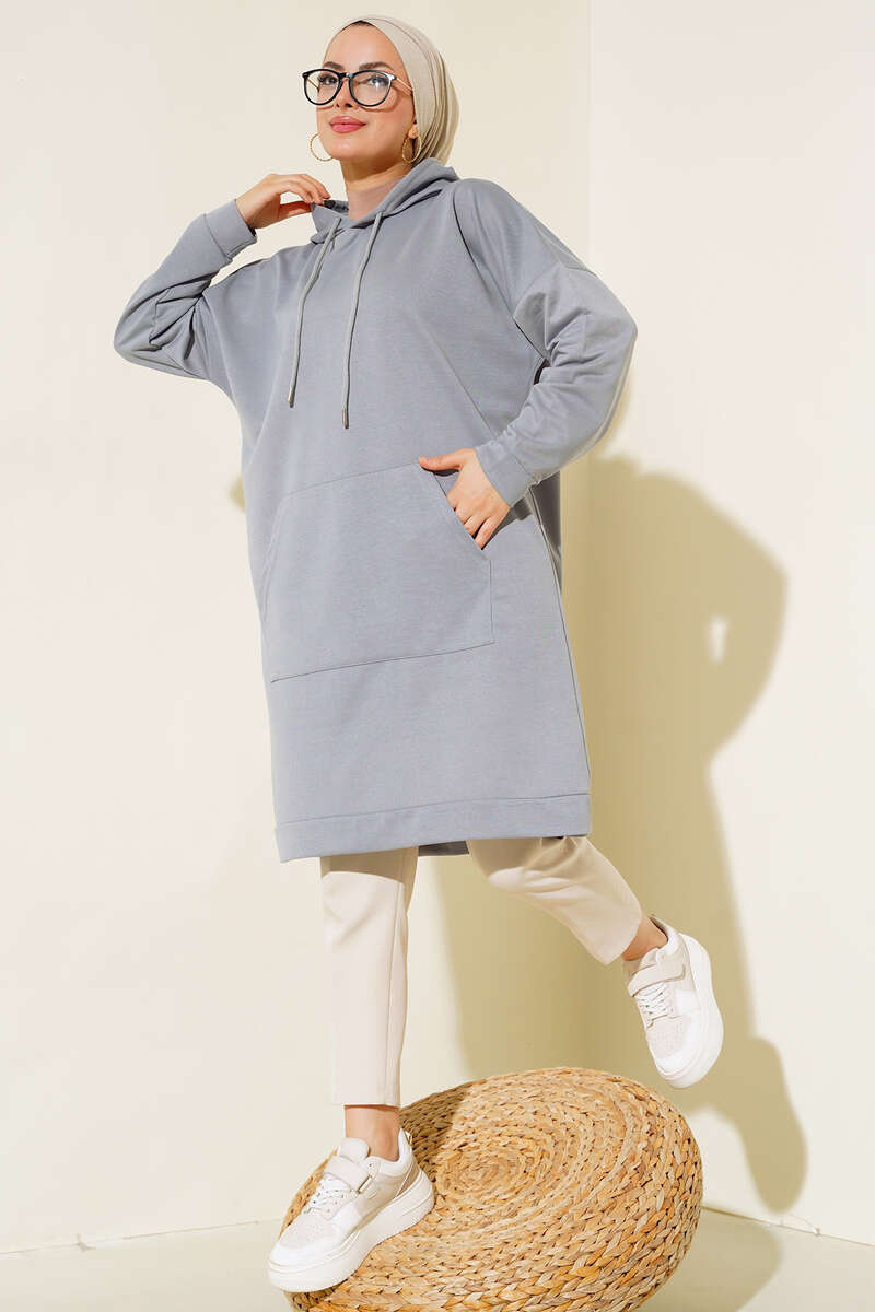 Kanguru Cepli Tunik Gri