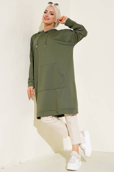Kanguru Cepli Tunik Haki - 300-500 TL Ürünler