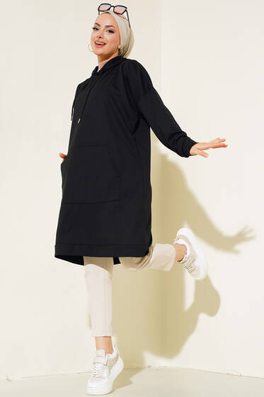 Kanguru Cepli Tunik Siyah - Yılın Fırsatı 