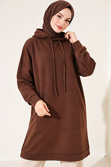 Kanguru Cepli Tunik Kahve - Tunik