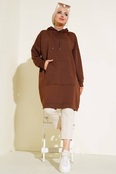 Kanguru Cepli Tunik Kahve - Yılın Fırsatı 