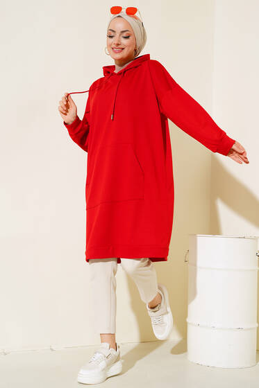 Kanguru Cepli Tunik Kırmızı - Yılın Fırsatı 