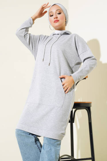 Kanguru Cepli Tunik Melanj Gri - 300-500 TL Ürünler