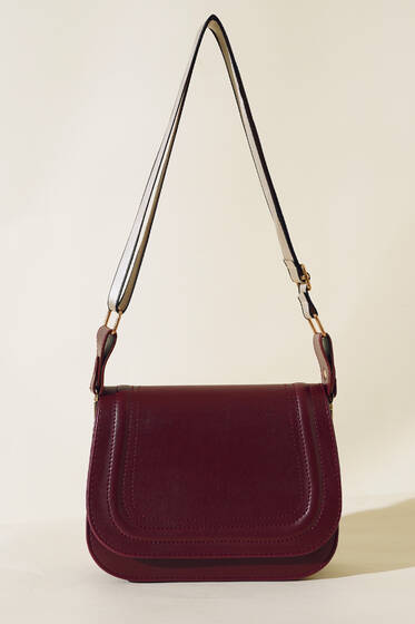 Kapaklı Baget Çanta Bordo - Kol Çantası