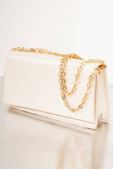 Kapaklı Zincirli Omuz Çantası Bej - Kol Çantası